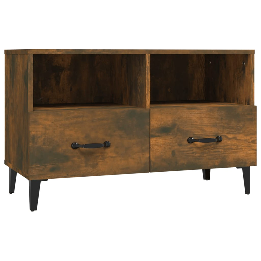 Tv-Meubel 80X36X50 Cm Bewerkt Hout Kleurig Gerookt eiken