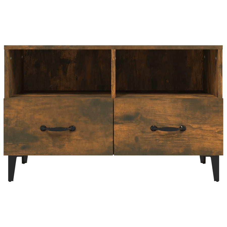 Tv-Meubel 80X36X50 Cm Bewerkt Hout Kleurig Gerookt eiken
