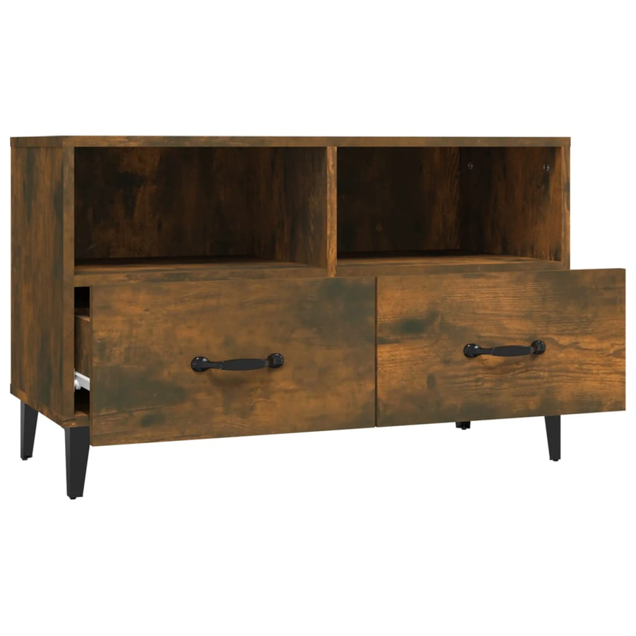 Tv-Meubel 80X36X50 Cm Bewerkt Hout Kleurig Gerookt eiken
