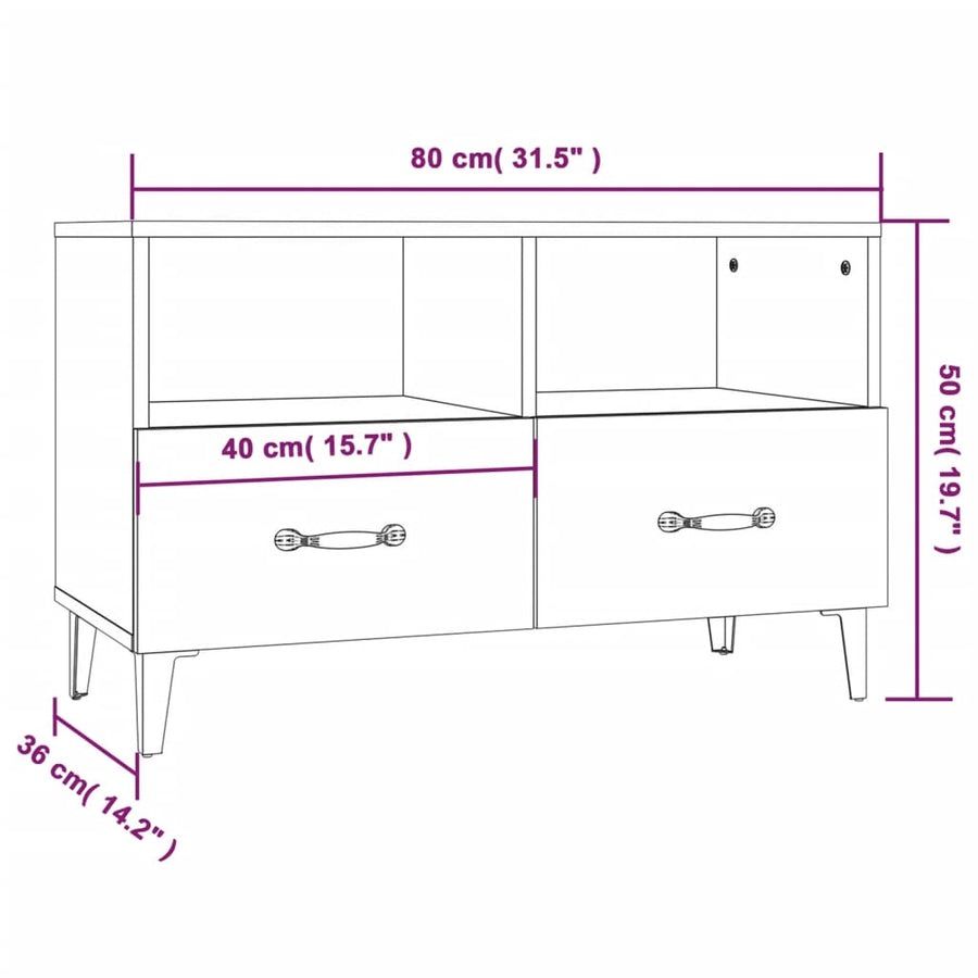 Tv-Meubel 80X36X50 Cm Bewerkt Hout Kleurig Gerookt eiken