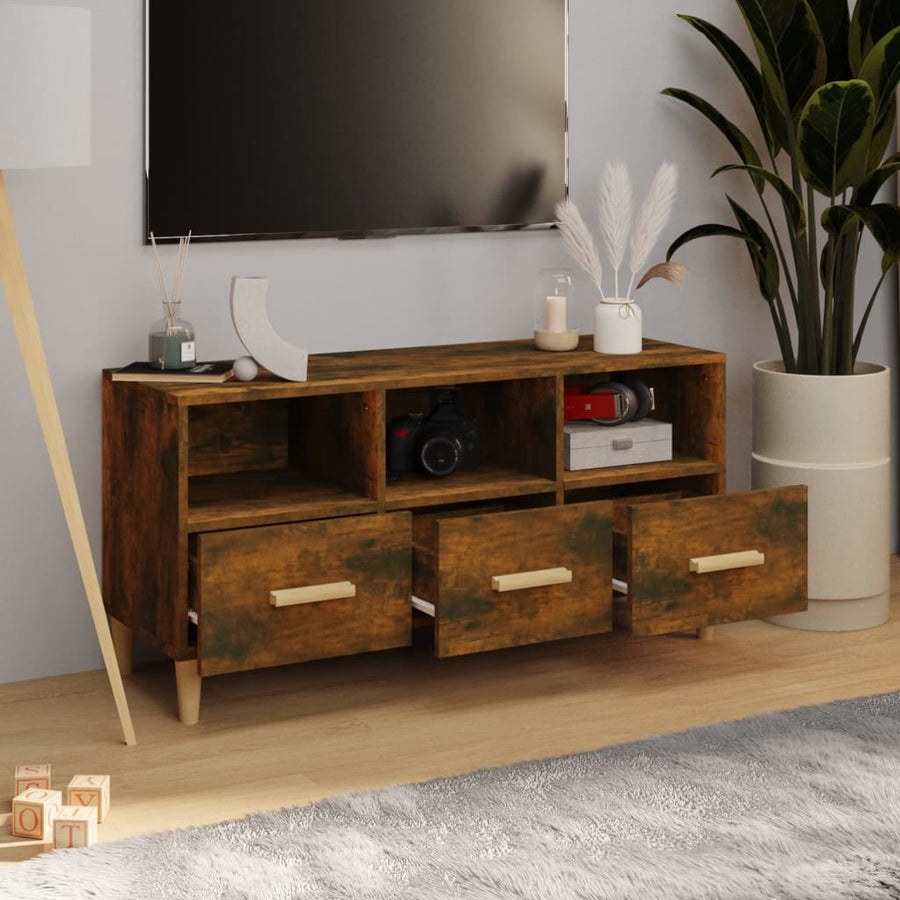 Tv-Meubel 02X36X50 Cm Bewerkt Hout Kleurig Gerookt eiken