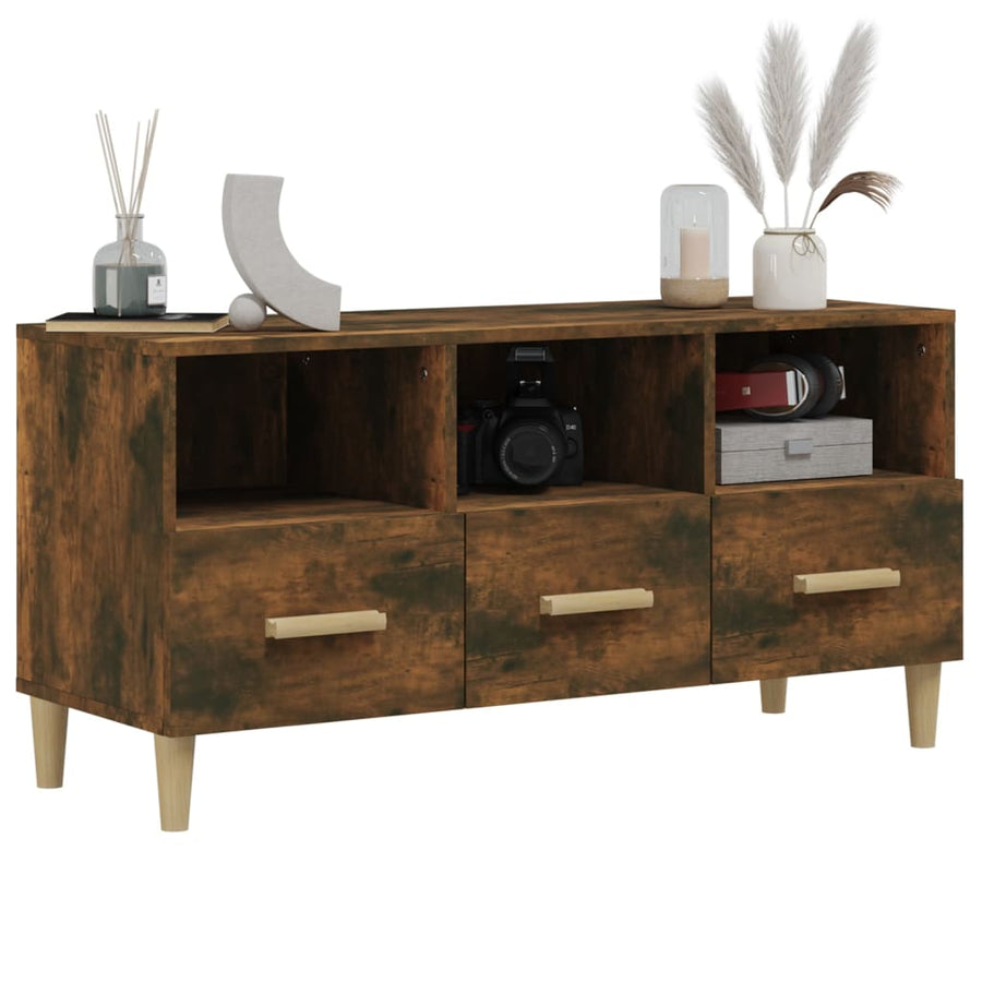 Tv-Meubel 02X36X50 Cm Bewerkt Hout Kleurig Gerookt eiken