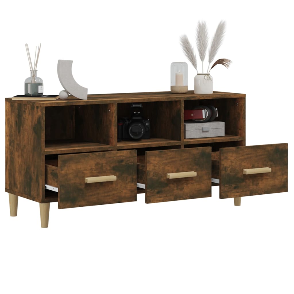 Tv-Meubel 02X36X50 Cm Bewerkt Hout Kleurig Gerookt eiken