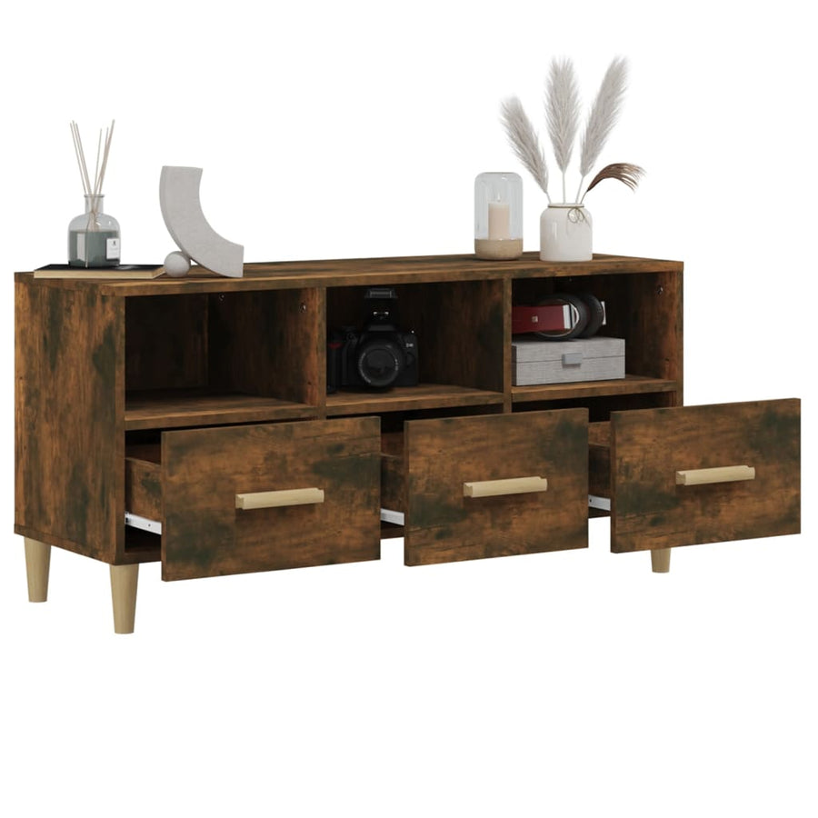 Tv-Meubel 02X36X50 Cm Bewerkt Hout Kleurig Gerookt eiken