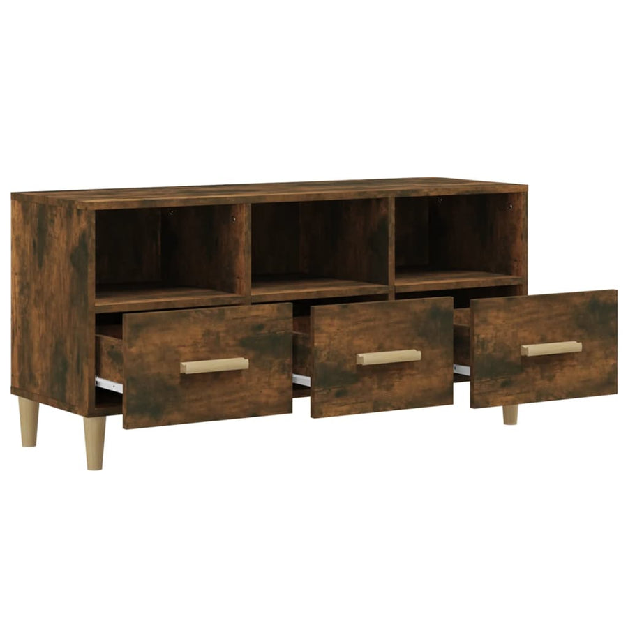Tv-Meubel 02X36X50 Cm Bewerkt Hout Kleurig Gerookt eiken