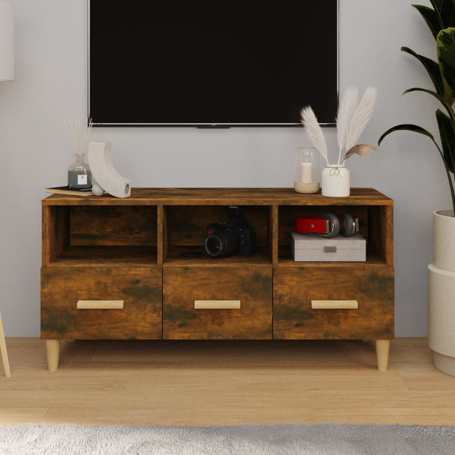 Tv-Meubel 102X36X50 Cm Bewerkt Hout Sonoma Eikenkleurig