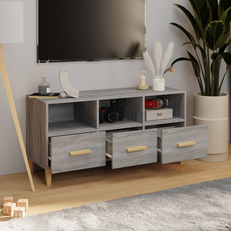 Tv-Meubel 02X36X50 Cm Bewerkt Hout Eikenkleurig Grijs sonoma
