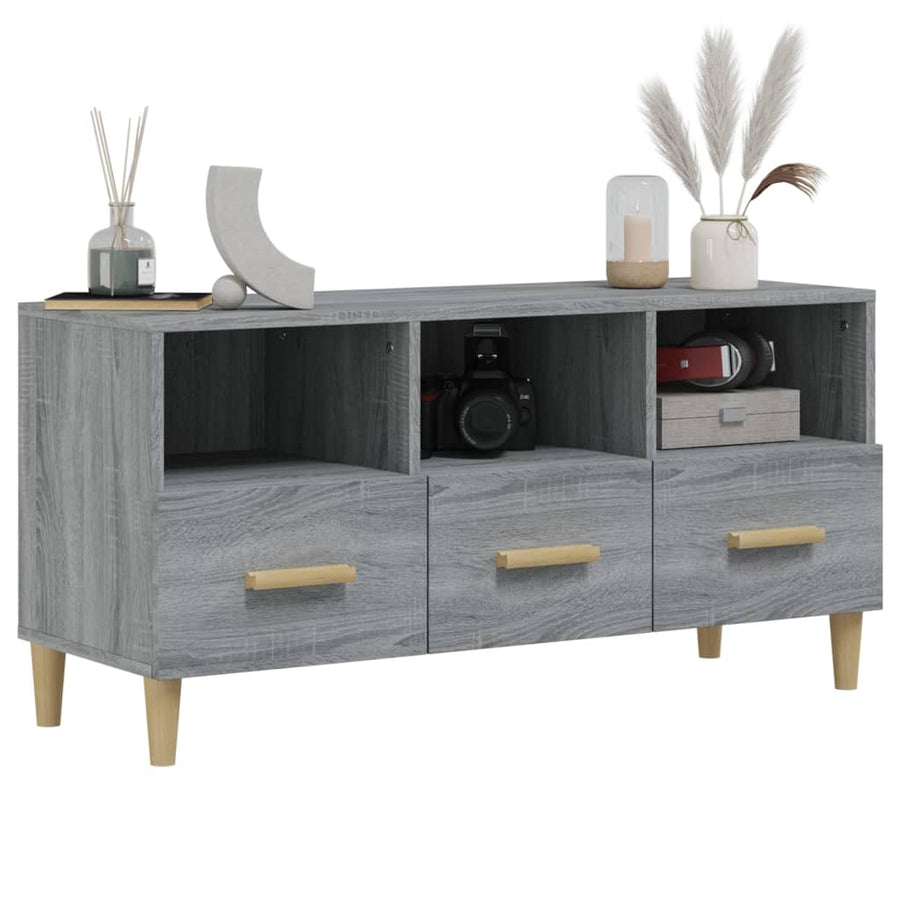 Tv-Meubel 02X36X50 Cm Bewerkt Hout Eikenkleurig Grijs sonoma
