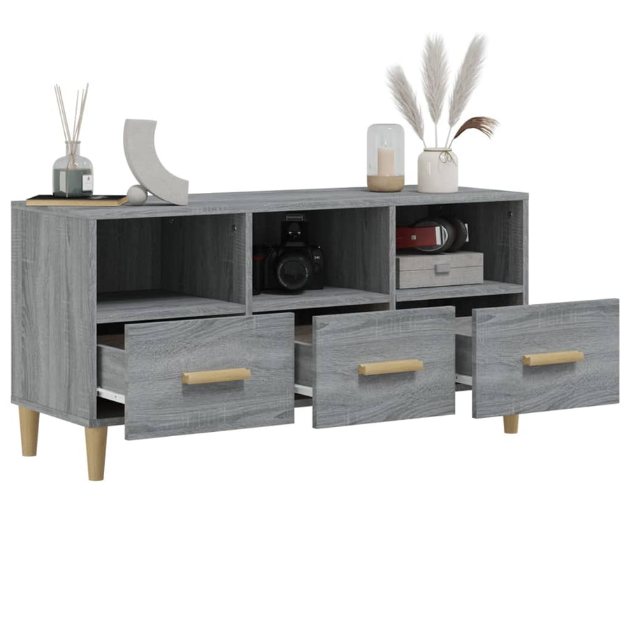 Tv-Meubel 02X36X50 Cm Bewerkt Hout Eikenkleurig Grijs sonoma