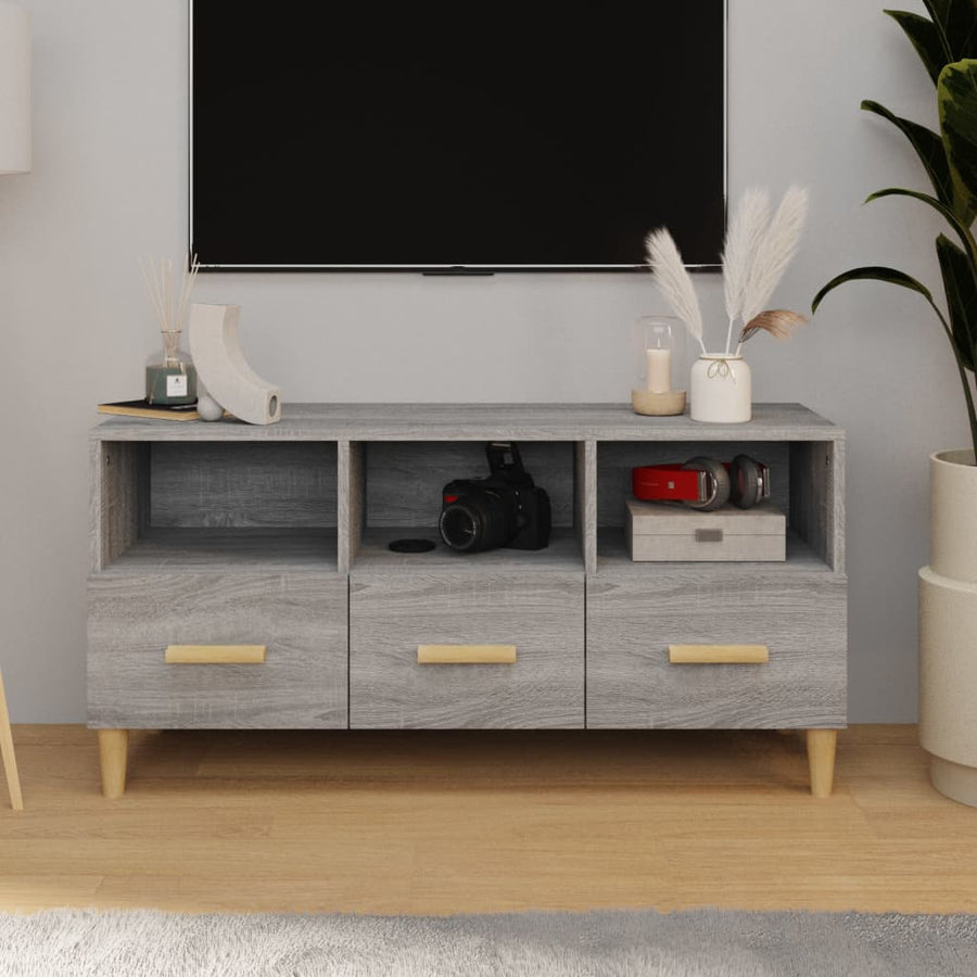 Tv-Meubel 102X36X50 Cm Bewerkt Hout Sonoma Eikenkleurig