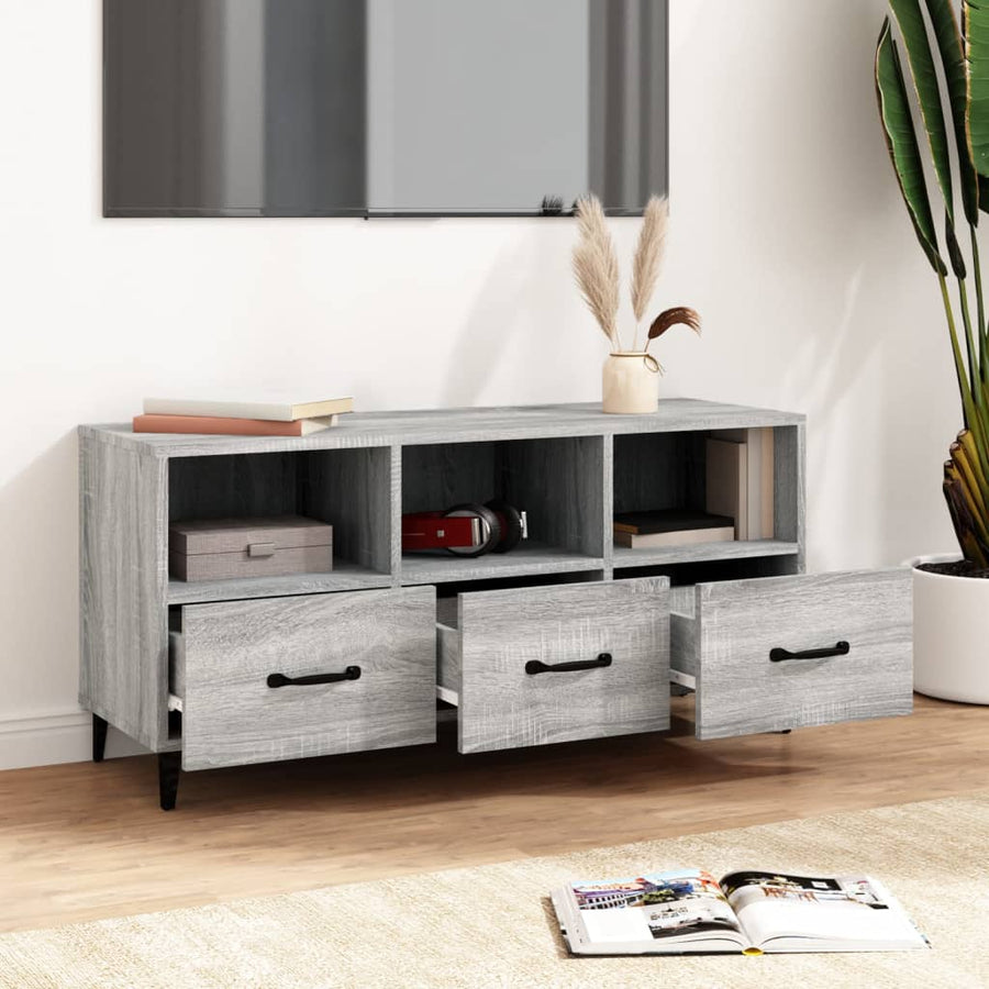 Tv-Meubel 02X35X50 Cm Bewerkt Hout Eikenkleurig Grijs sonoma