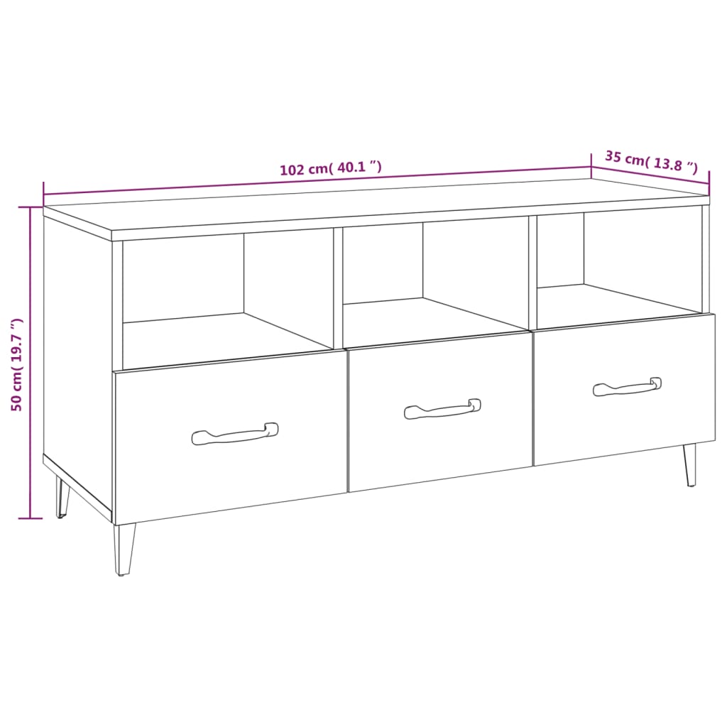 Tv-Meubel 02X35X50 Cm Bewerkt Hout Eikenkleurig Grijs sonoma