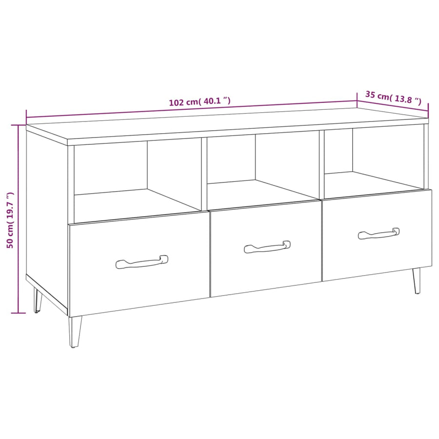 Tv-Meubel 02X35X50 Cm Bewerkt Hout Eikenkleurig Grijs sonoma