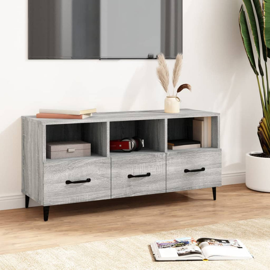 Tv-Meubel 02X35X50 Cm Bewerkt Hout Eikenkleurig Grijs sonoma