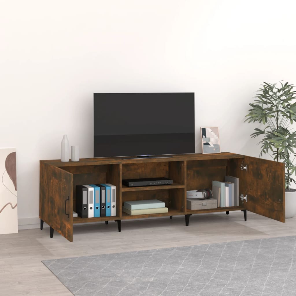 Tv-meubel 150x30x50 cm bewerkt hout gerookt eikenkleurig