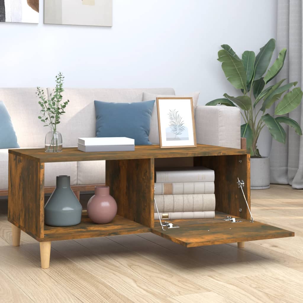 Salontafel 89,5X50X40 Cm Bewerkt Hout Kleurig Gerookt eiken