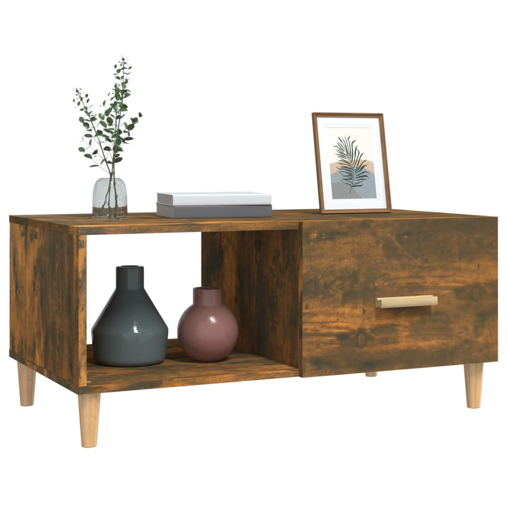 Salontafel 89,5X50X40 Cm Bewerkt Hout Kleurig Gerookt eiken