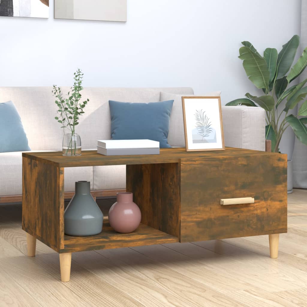Salontafel 89,5X50X40 Cm Bewerkt Hout Kleurig Gerookt eiken