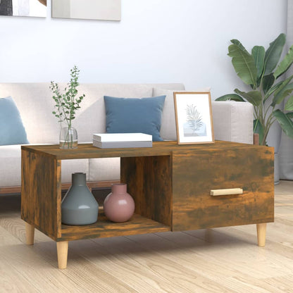 Salontafel 89,5X50X40 Cm Bewerkt Hout Kleurig Gerookt eiken
