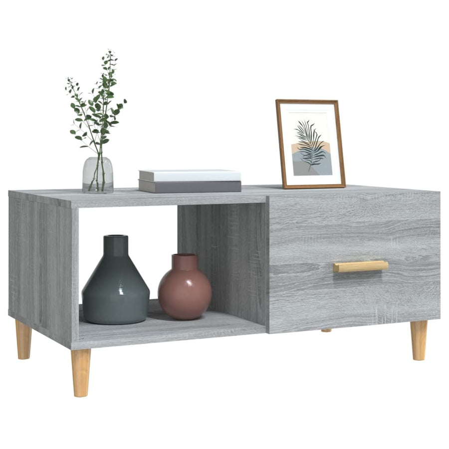 Salontafel 89,5X50X40 Cm Bewerkt Hout Grijs Sonoma Eikenkleurig