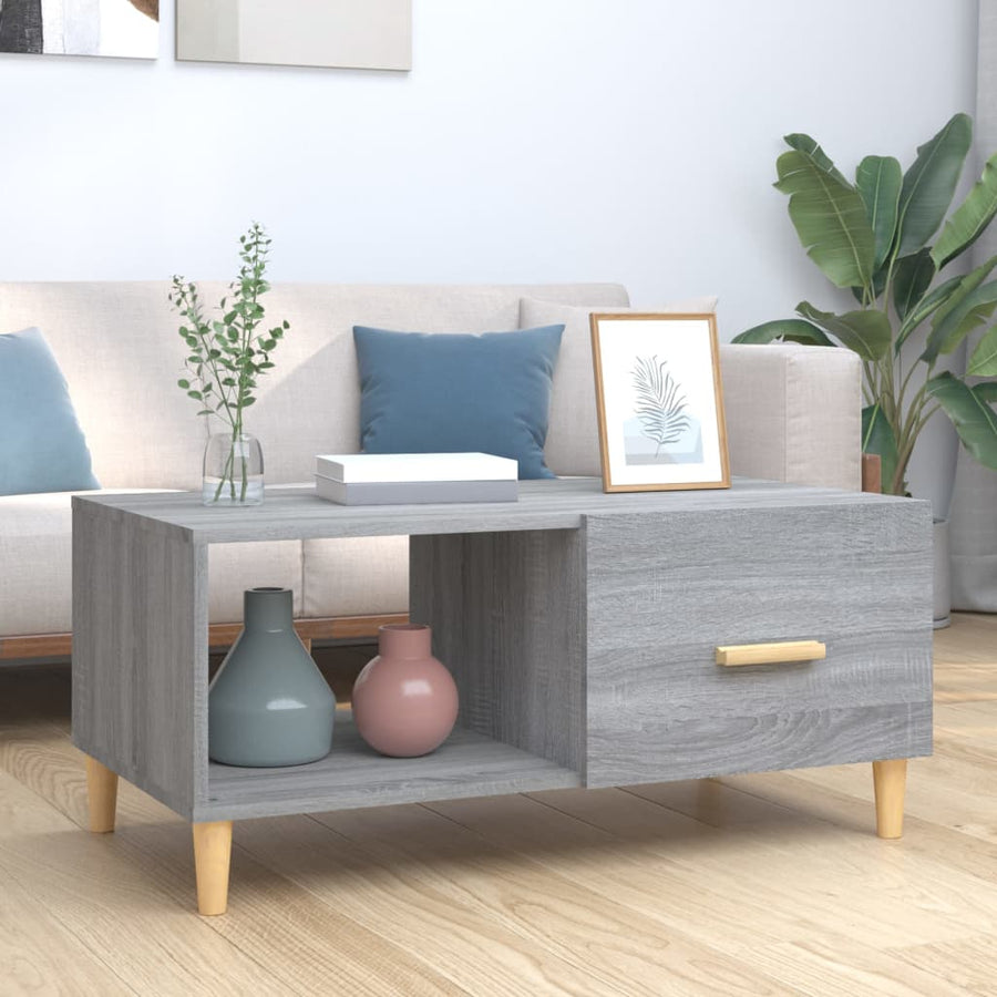 Salontafel 89,5X50X40 Cm Bewerkt Hout Grijs Sonoma Eikenkleurig