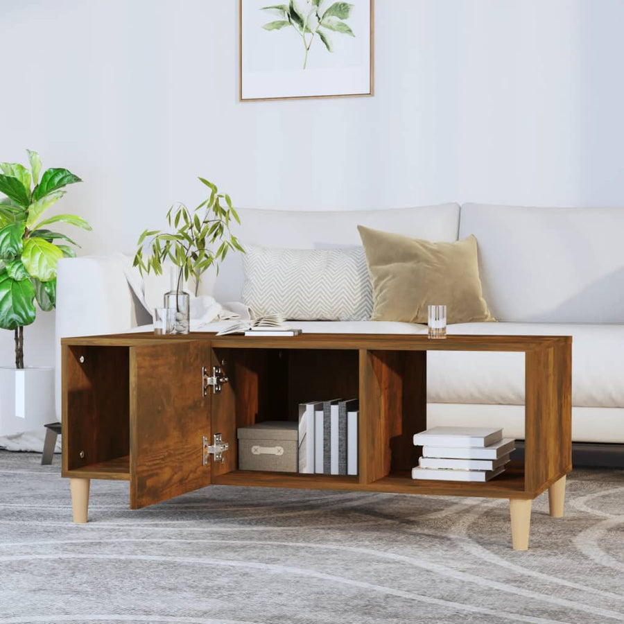 Salontafel 02X50X40 Cm Bewerkt Hout Kleurig Gerookt eiken