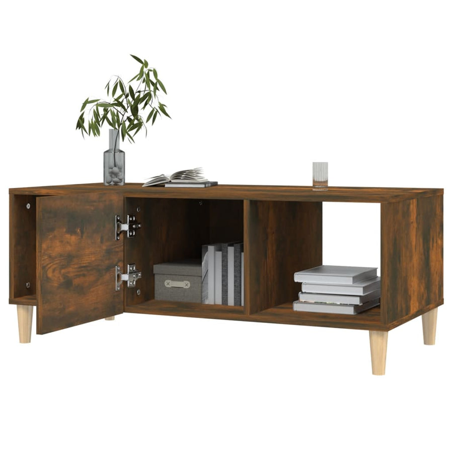 Salontafel 02X50X40 Cm Bewerkt Hout Kleurig Gerookt eiken