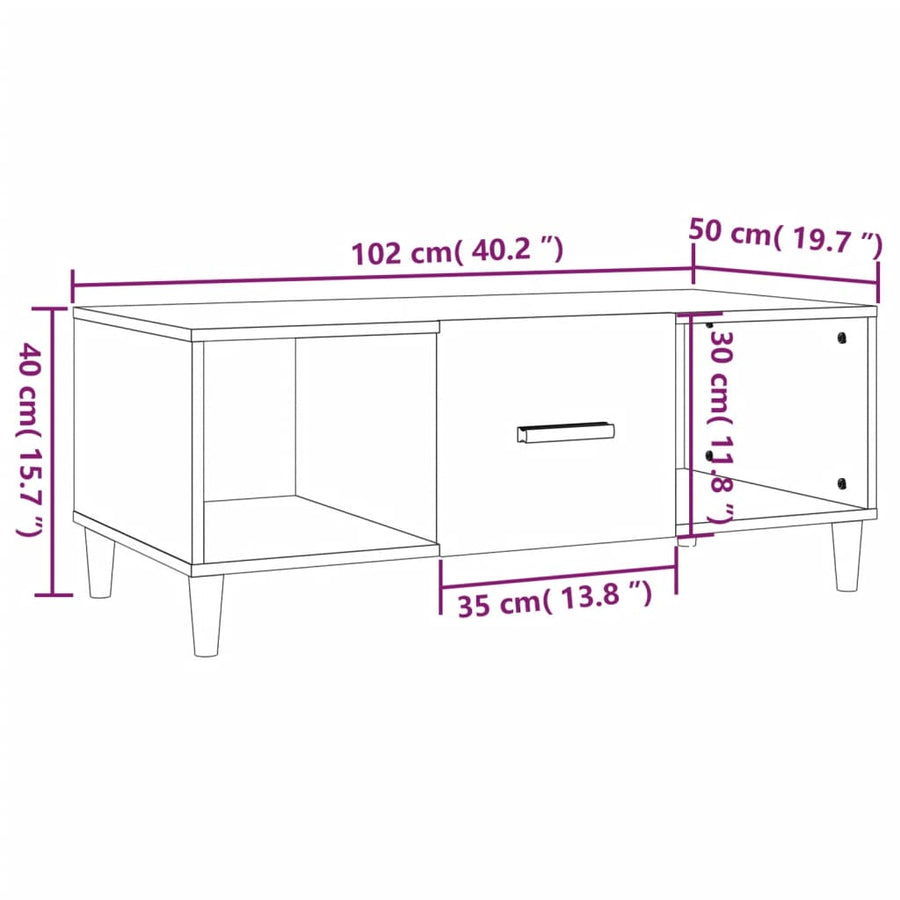 Salontafel 02X50X40 Cm Bewerkt Hout Kleurig Gerookt eiken