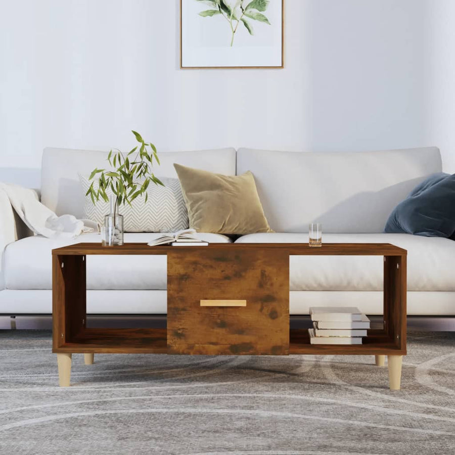 Salontafel 02X50X40 Cm Bewerkt Hout Kleurig Gerookt eiken