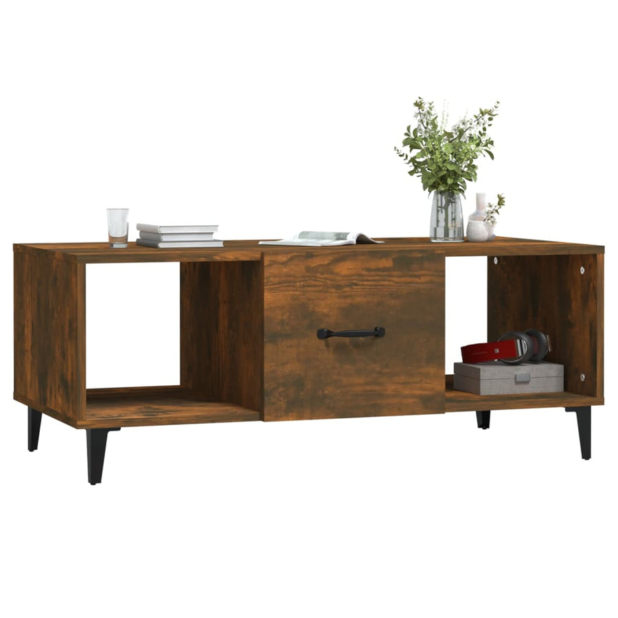 Salontafel 102X50X40 Cm Bewerkt Hout Gerookt Eikenkleurig