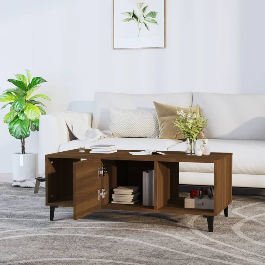 Salontafel 02X50X40 Cm Bewerkt Hout bruin eikenkleur