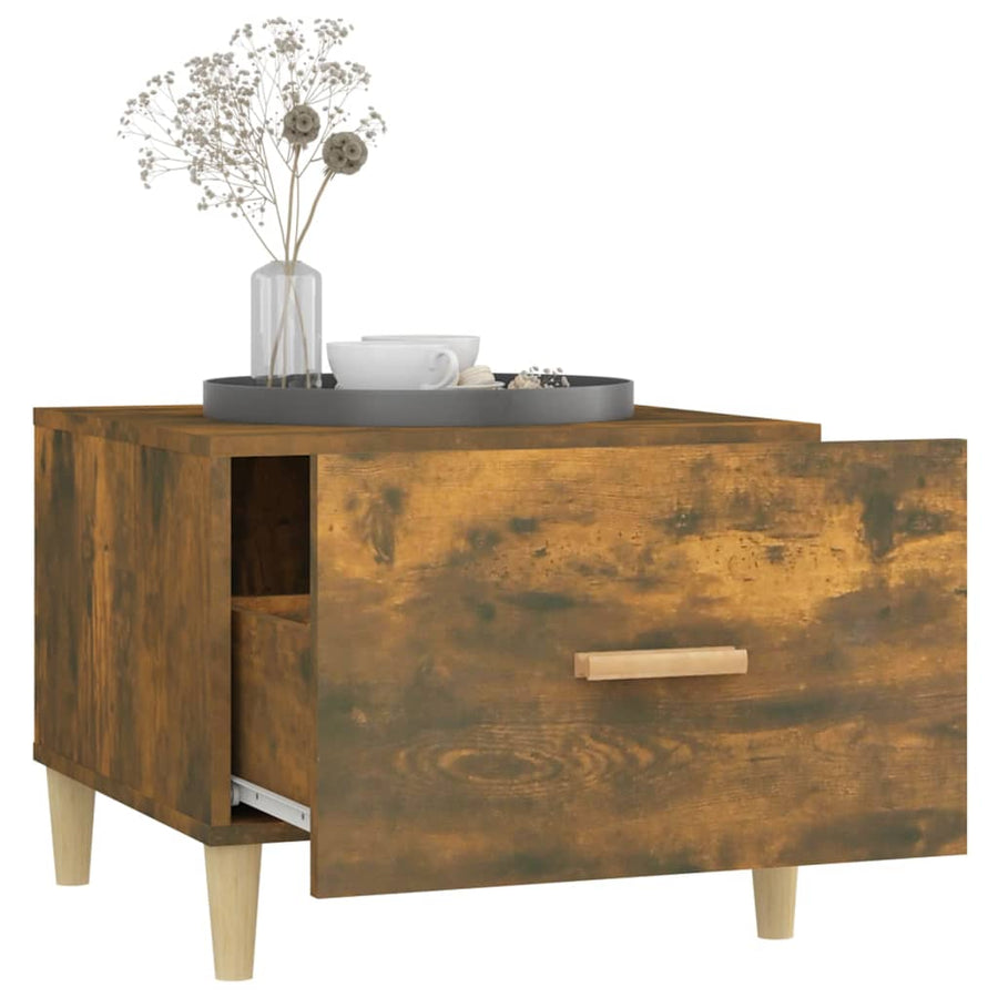Salontafel 50X50X40 Cm Bewerkt Hout Kleurig 1 Gerookt eiken