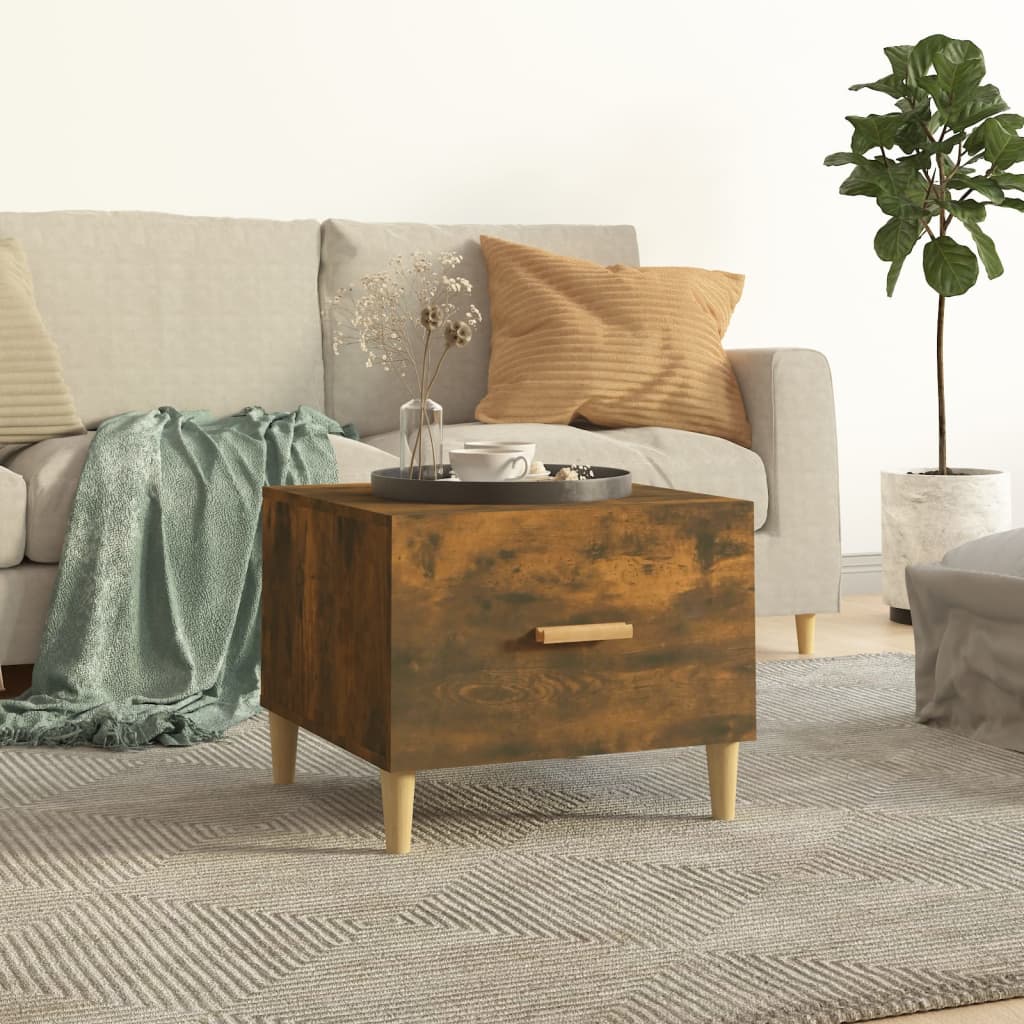Salontafel 50X50X40 Cm Bewerkt Hout Kleurig 1 Gerookt eiken