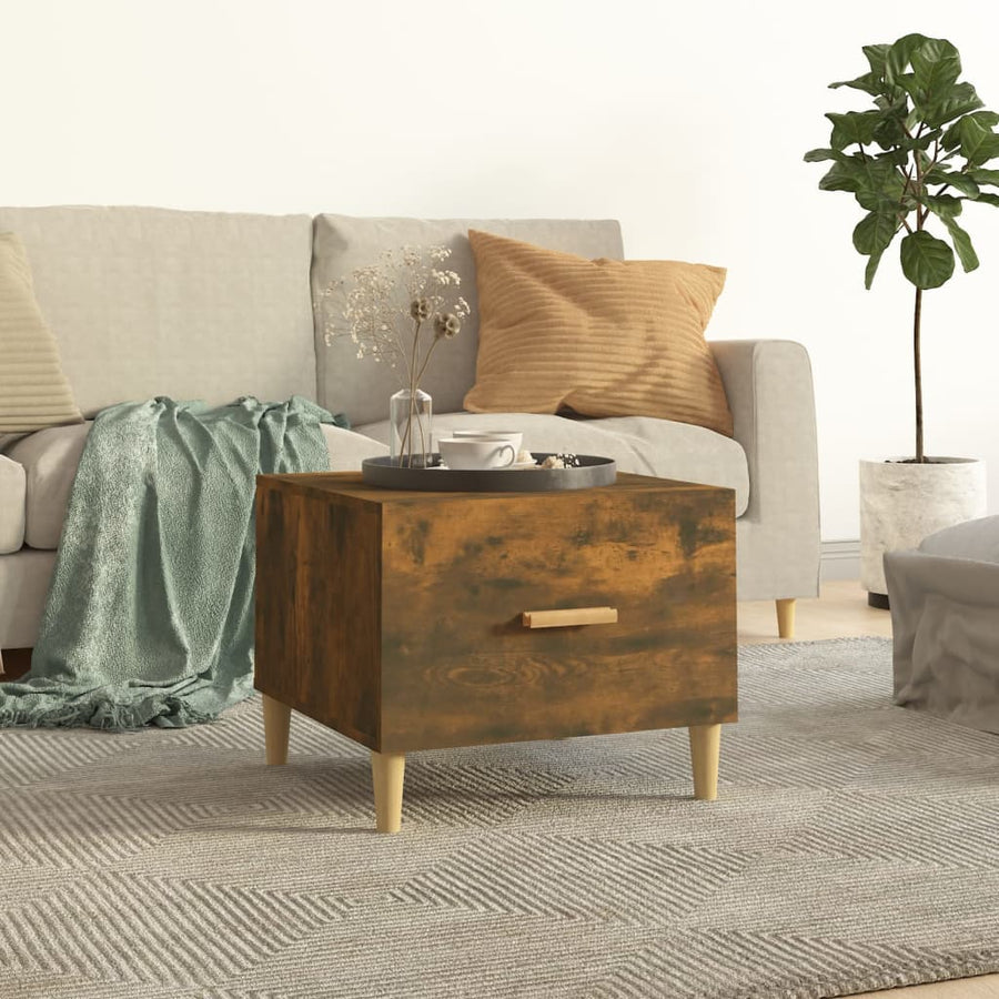Salontafel 50X50X40 Cm Bewerkt Hout Kleurig 1 Gerookt eiken