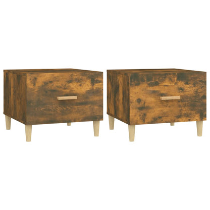 Salontafels 2 st 50x50x40 cm bewerkt hout gerookt eikenkleurig 2 Gerookt eiken
