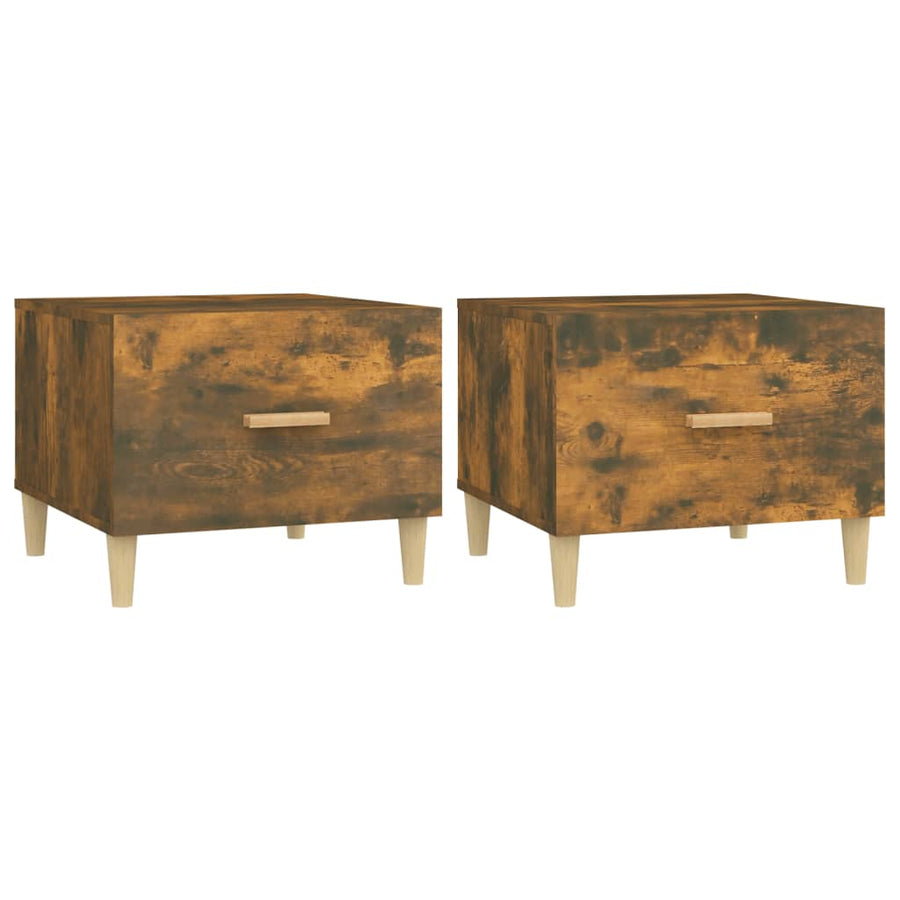 Salontafels 2 st 50x50x40 cm bewerkt hout gerookt eikenkleurig 2 Gerookt eiken