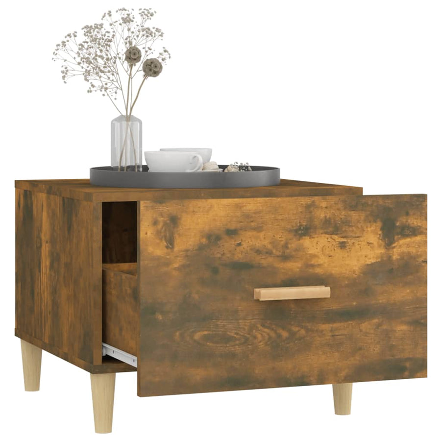 Salontafels 2 st 50x50x40 cm bewerkt hout gerookt eikenkleurig 2 Gerookt eiken