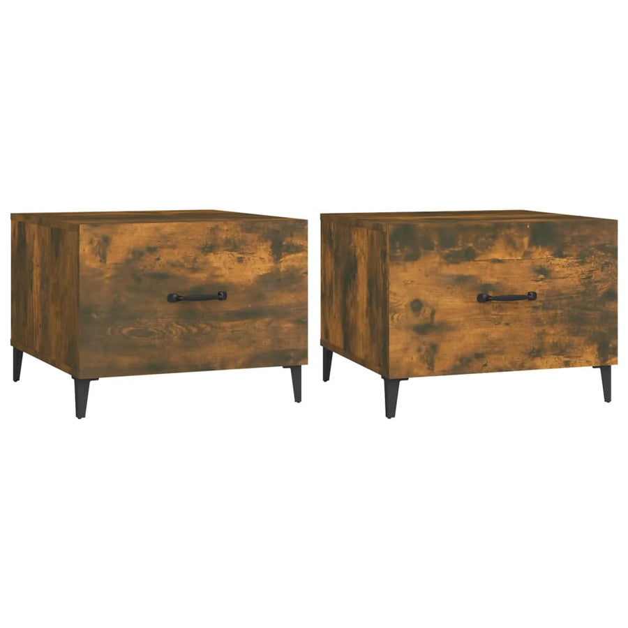 Salontafels 2 St Met Metalen Poten 50X50X40 Cm Gerookt Eiken