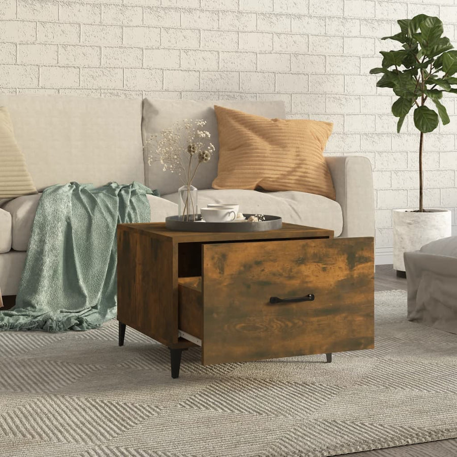 Salontafels 2 St Met Metalen Poten 50X50X40 Cm Gerookt Eiken