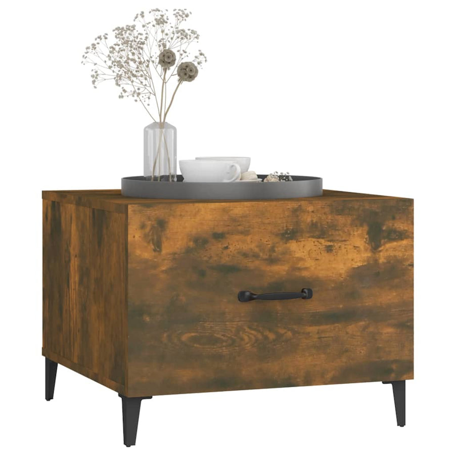Salontafels 2 St Met Metalen Poten 50X50X40 Cm Gerookt Eiken