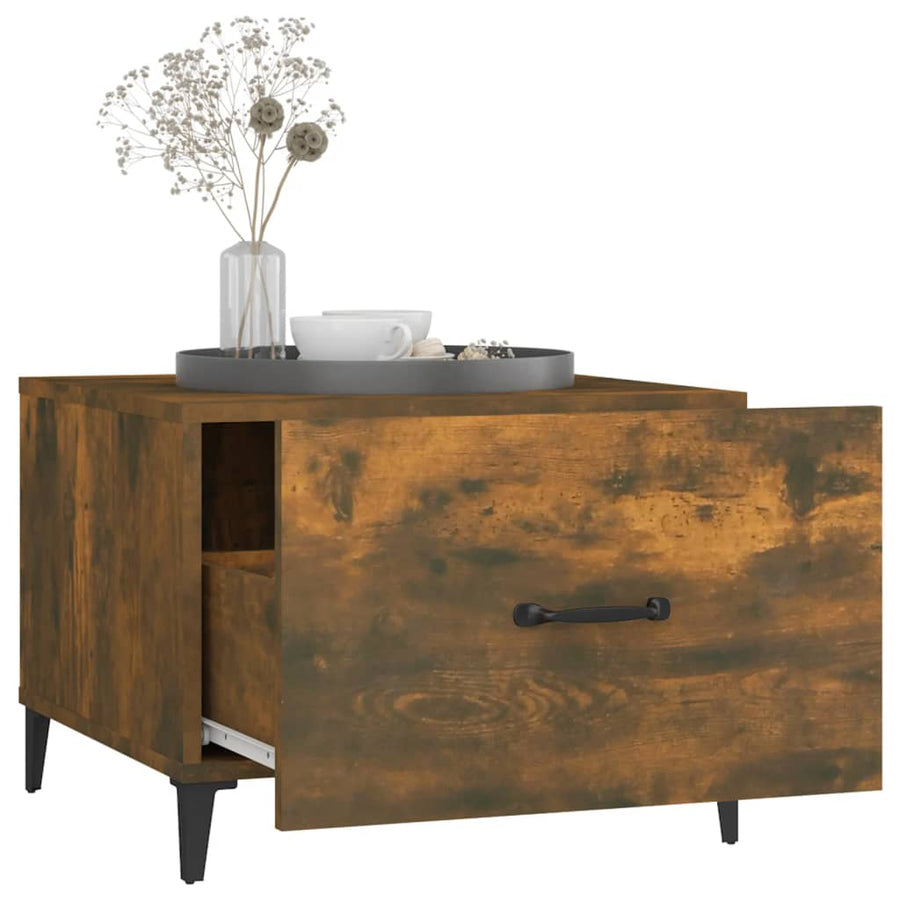 Salontafels 2 St Met Metalen Poten 50X50X40 Cm Gerookt Eiken