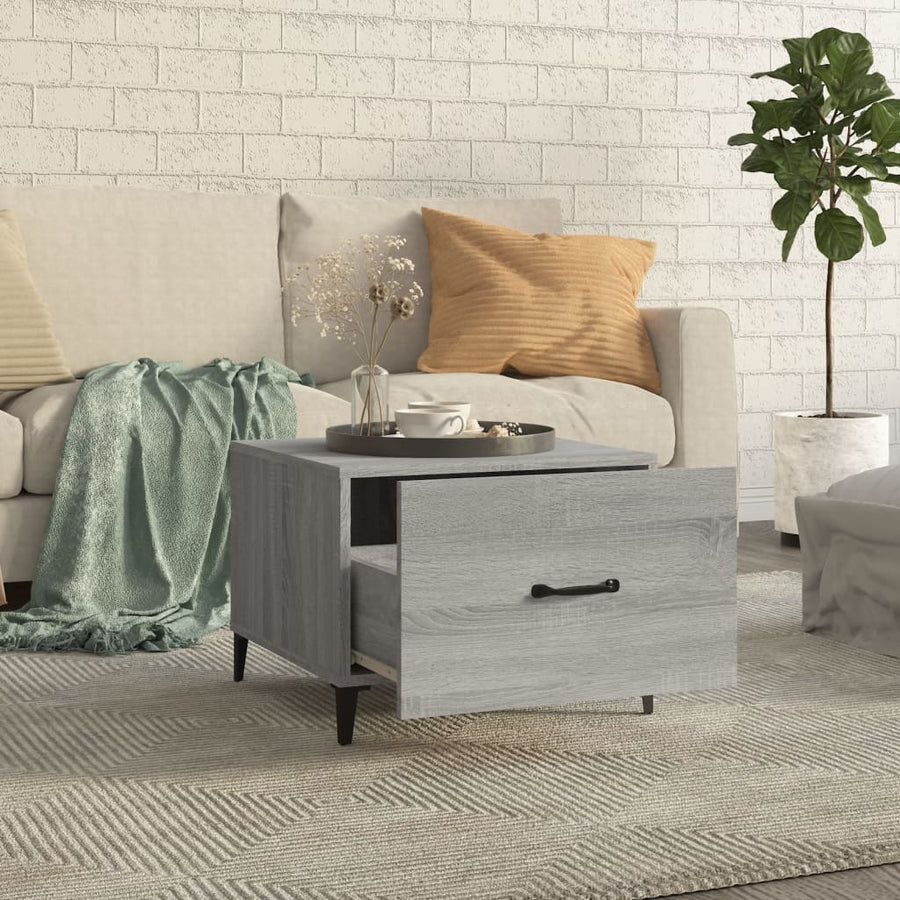 Salontafel met metalen poten 50x50x40 cm grijs sonoma eiken 1 Grijs sonoma
