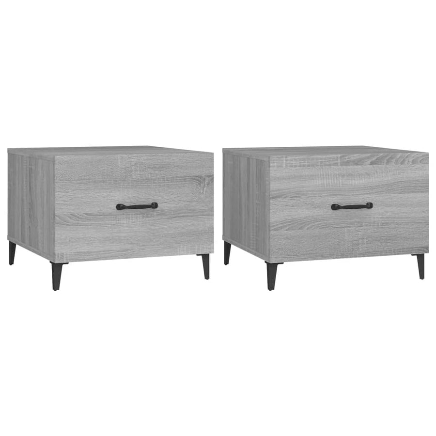 Salontafels 2 St Met Metalen Poten 50X50X40 Cm Grijs Sonoma