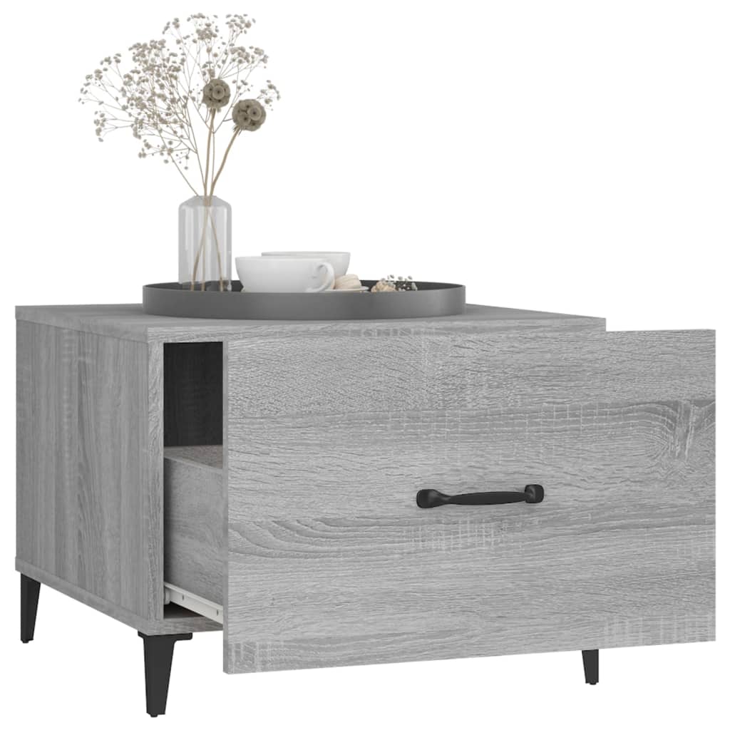 Salontafels 2 St Met Metalen Poten 50X50X40 Cm Grijs Sonoma