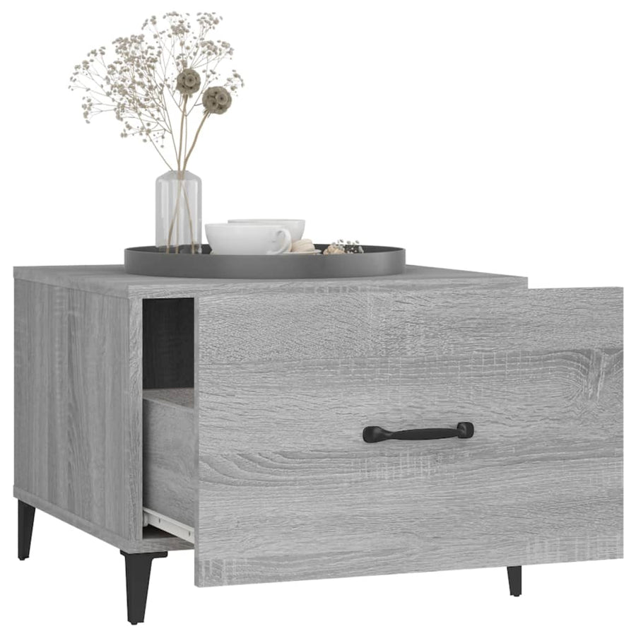 Salontafels 2 St Met Metalen Poten 50X50X40 Cm Grijs Sonoma