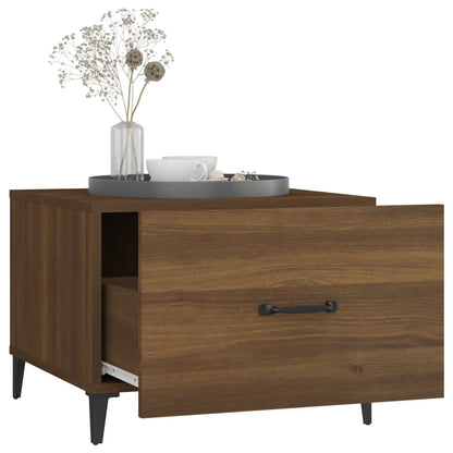 Salontafel Met Metalen Poten 50X50X40 Cm Bruin Eikenkleur