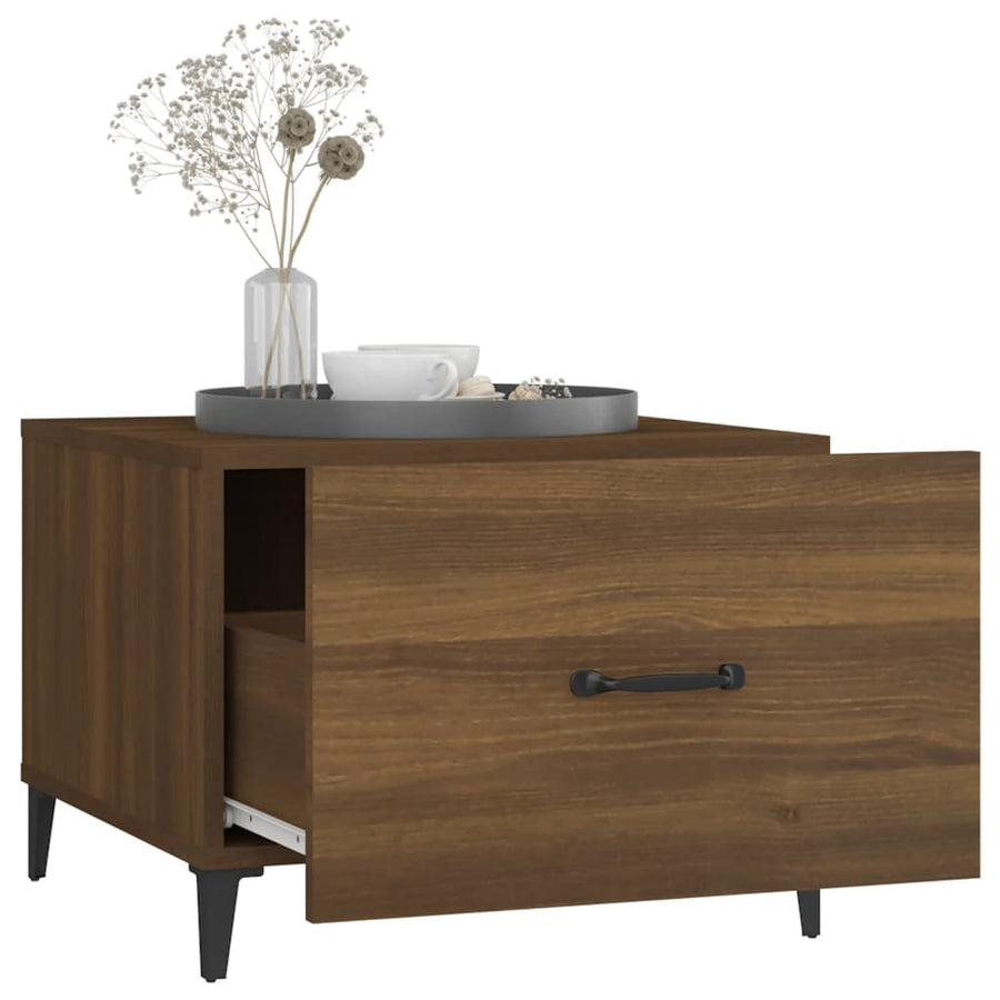 Salontafel Met Metalen Poten 50X50X40 Cm Bruin Eikenkleur