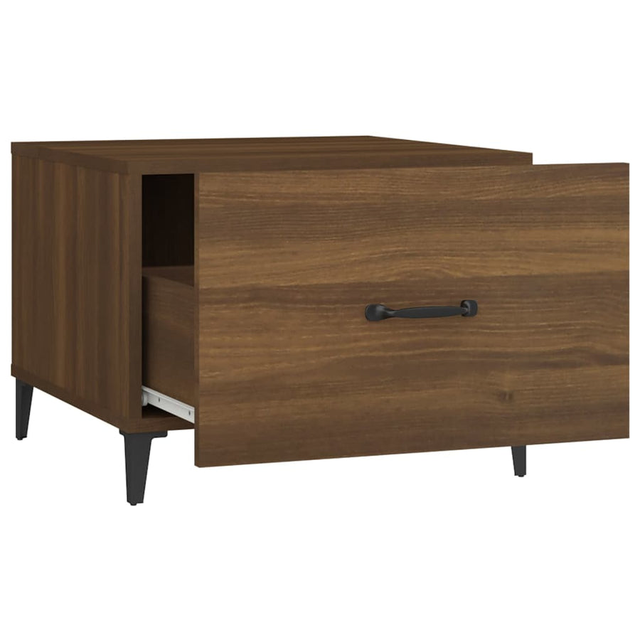 Salontafel Met Metalen Poten 50X50X40 Cm Bruin Eikenkleur