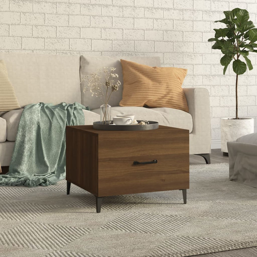Salontafel Met Metalen Poten 50X50X40 Cm Bruin Eikenkleur