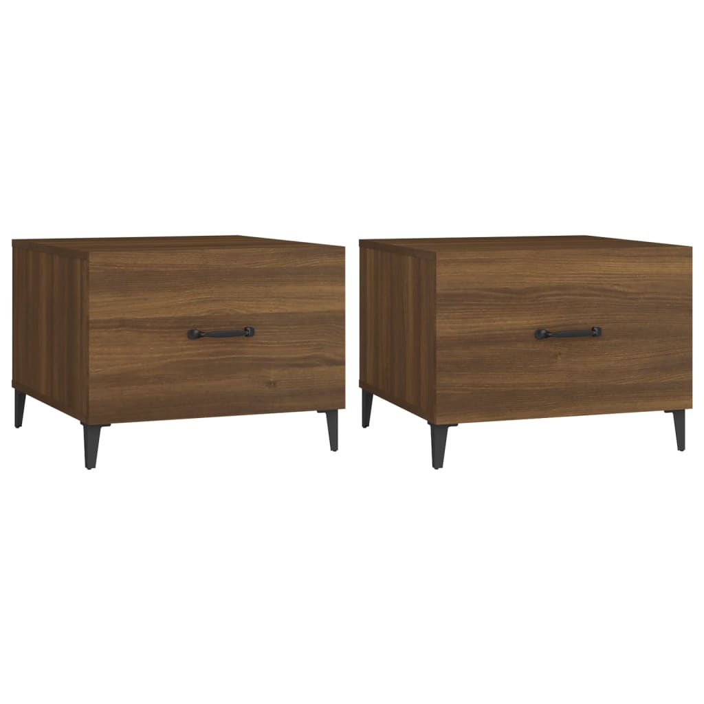 Salontafels 2 St Met Metalen Poten 50X50X40 Cm Bruineikenkleur